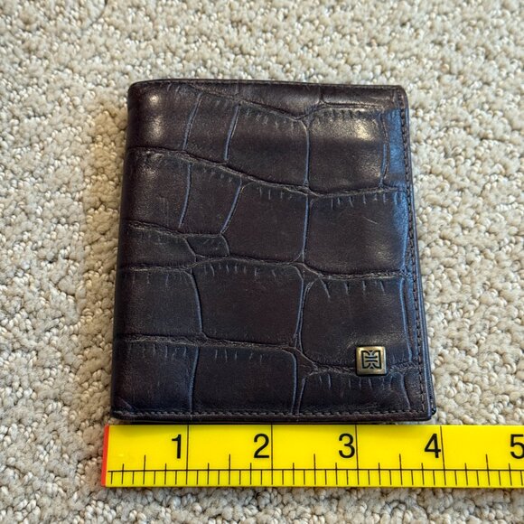 Dorsa Men's Leather Bifold Wallet Chocolate Brown Embossed Crocodile Alligator - Picture 7 of 13